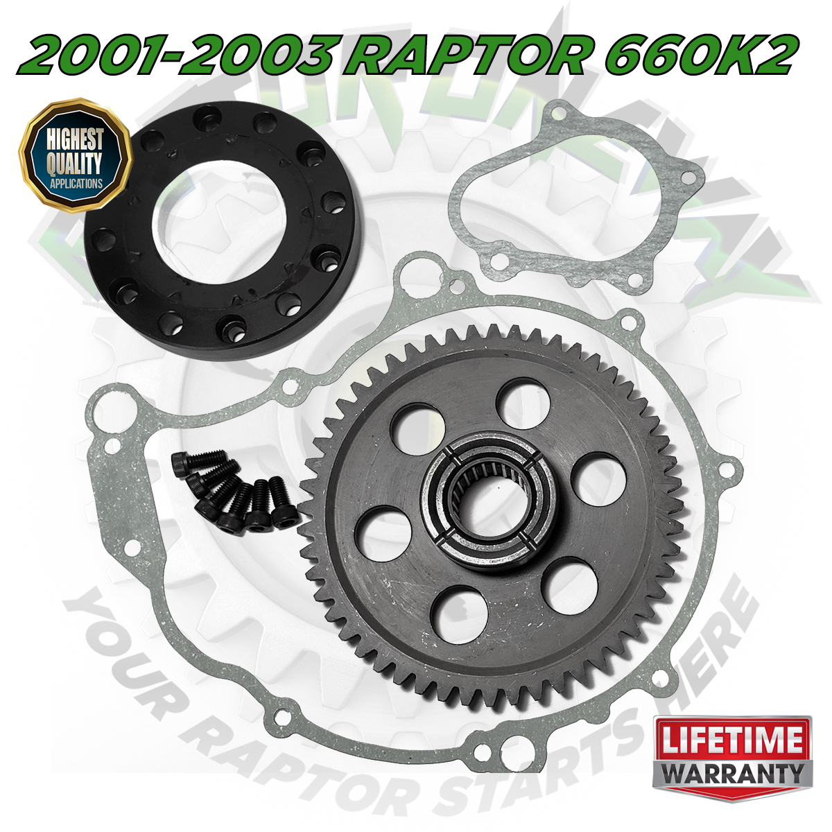 Cluch Raptors 01-03 Raptor 660 One Way Starter Clutch with 52 Tooth Gear ***LIFETIME ...